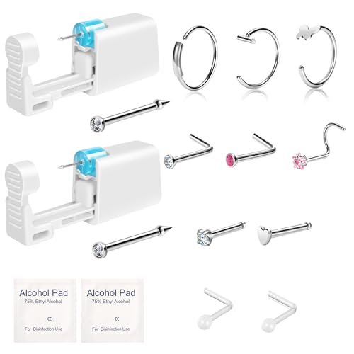 Makalong 2-Pack Disposable Nose Piercing Kit - Hypoallergenic Stainless Steel Nose Studs for Sensitive Skin - görsel 2