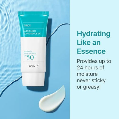 SCINIC Enjoy Super Mild Sun Essence EX SPF 50+ PA++++ - Lightweight Hydrating Sunscreen 1.69 fl oz (50ml) Avelisse