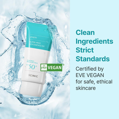 SCINIC Enjoy Super Mild Sun Essence EX SPF 50+ PA++++ - Lightweight Hydrating Sunscreen 1.69 fl oz (50ml) Avelisse