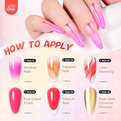 GELLAKTIK Ombre Gel Nail Polish 16 Colors Neon Set - UV/LED Curing Patting Gel with Sponge Applicators for Blush Blooming Floral Aura French Manicure DIY Nail Art Palette Avelisse