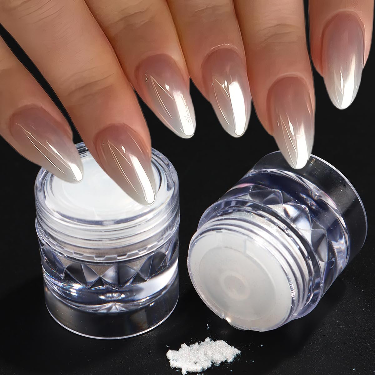 Moonlight White Pearl Chrome Nail Powder – 3 Pcs Super Glossy Holographic Glitter Set - görsel 9