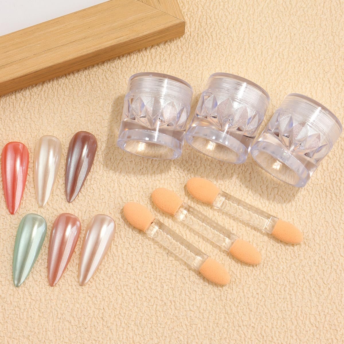 Moonlight White Pearl Chrome Nail Powder – 3 Pcs Super Glossy Holographic Glitter Set - görsel 15