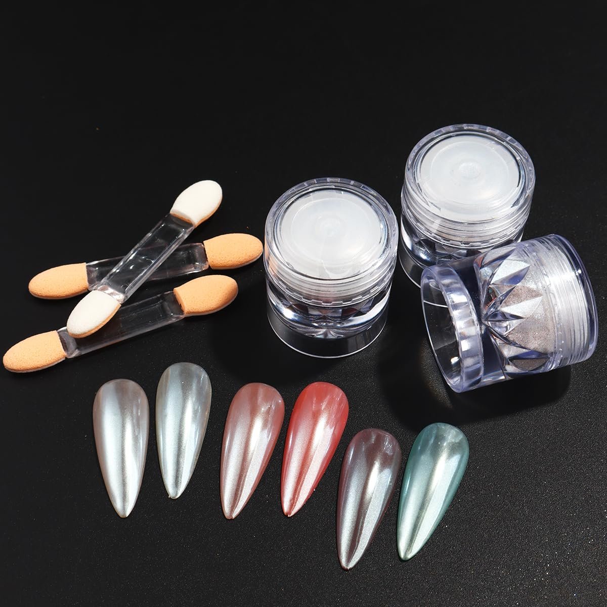 Moonlight White Pearl Chrome Nail Powder – 3 Pcs Super Glossy Holographic Glitter Set - görsel 11