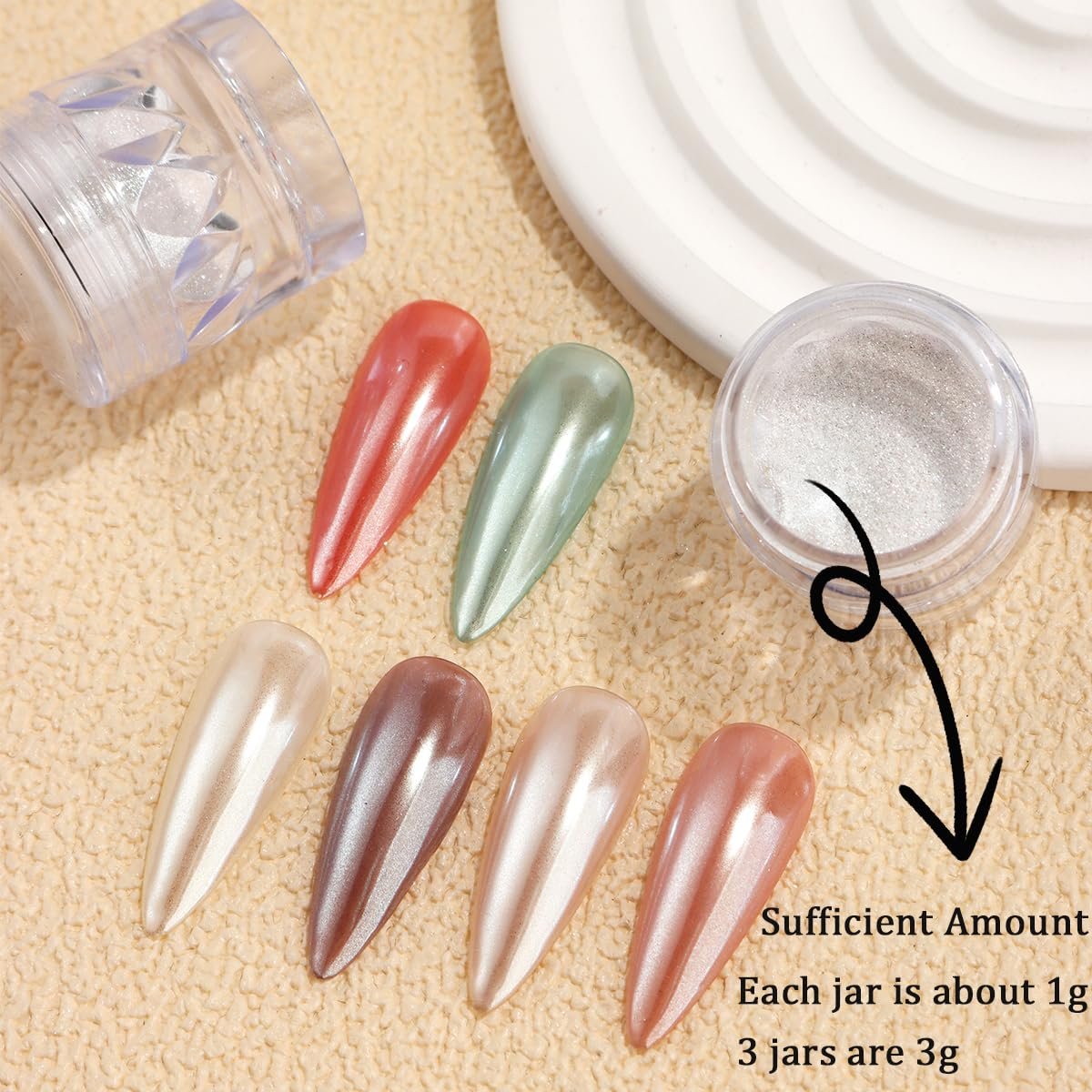 Moonlight White Pearl Chrome Nail Powder – 3 Pcs Super Glossy Holographic Glitter Set - görsel 7