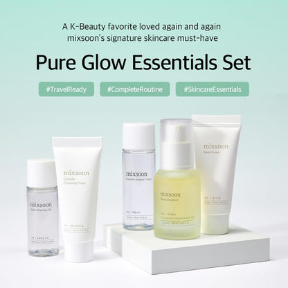 mixsoon Pure Glow Essentials Set - 5-Step Korean Skincare Travel Kit for Hydrating Glass Skin Avelisse