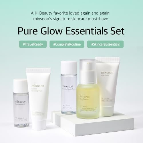 mixsoon Pure Glow Essentials Set - 5-Step Korean Skincare Travel Kit for Hydrating Glass Skin Avelisse