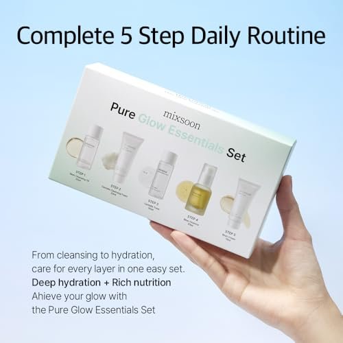 mixsoon Pure Glow Essentials Set - 5-Step Korean Skincare Travel Kit for Hydrating Glass Skin Avelisse