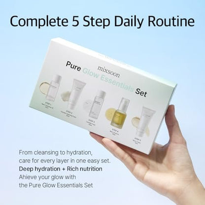 mixsoon Pure Glow Essentials Set - 5-Step Korean Skincare Travel Kit for Hydrating Glass Skin Avelisse