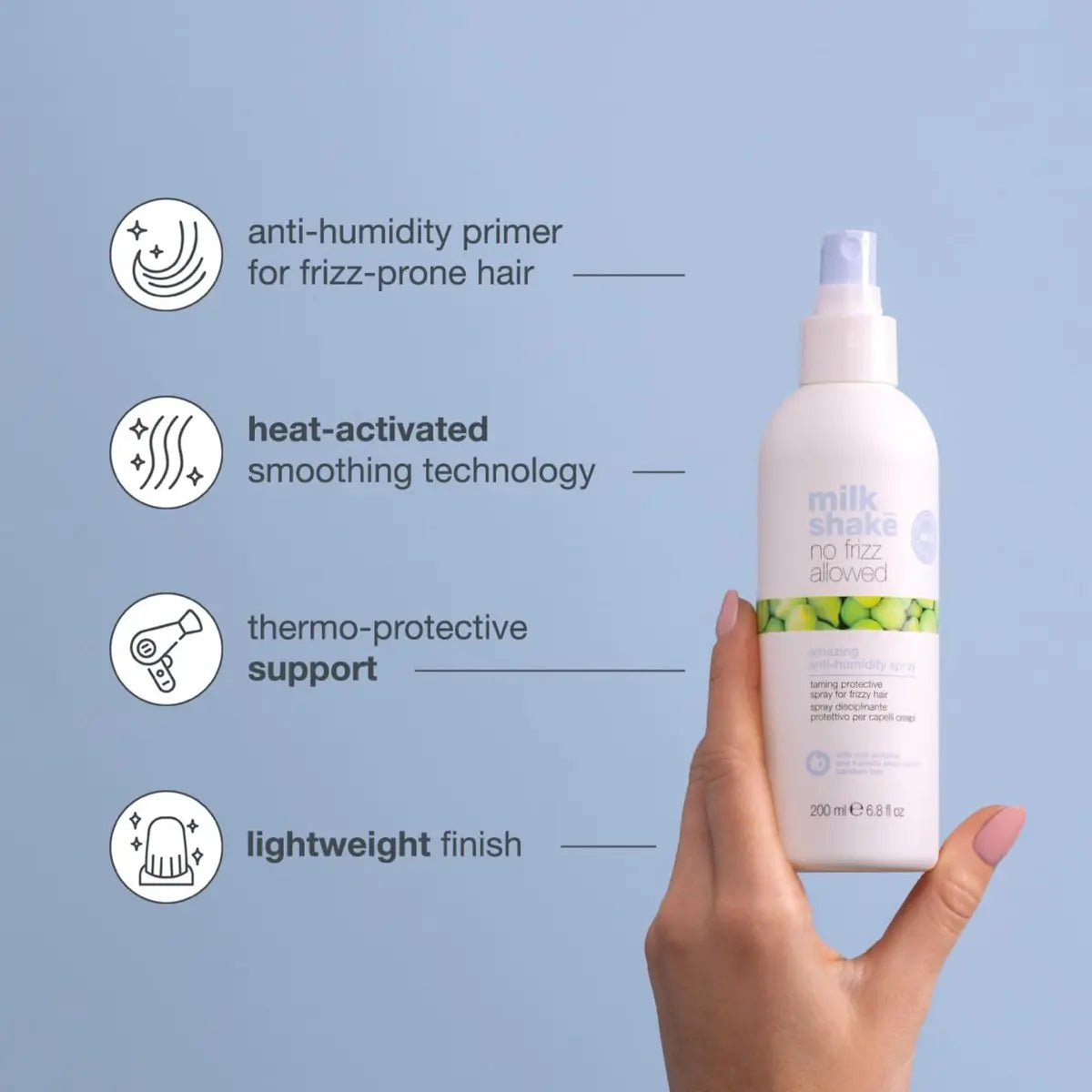milk_shake No Frizz Allowed Amazing Anti-Humidity Spray – Thermal Protection & Frizz Control for All Hair Types Avelisse