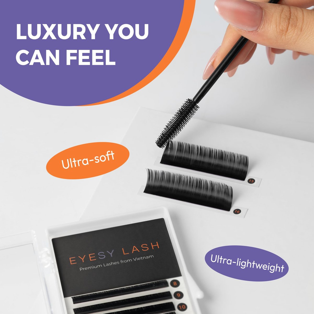 Eyesy Lash Cashmere Volume Eyelash Extensions - 0.03mm Thickness CC Curl 8-16mm Mixed Tray - Soft Matte Black Single Eyelash for Professional Salon Use - görsel 5