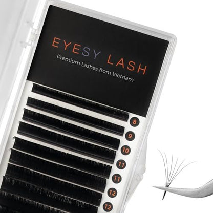 Eyesy Lash Cashmere Volume Eyelash Extensions - 0.03mm Thickness CC Curl 8-16mm Mixed Tray - Soft Matte Black Single Eyelash for Professional Salon Use