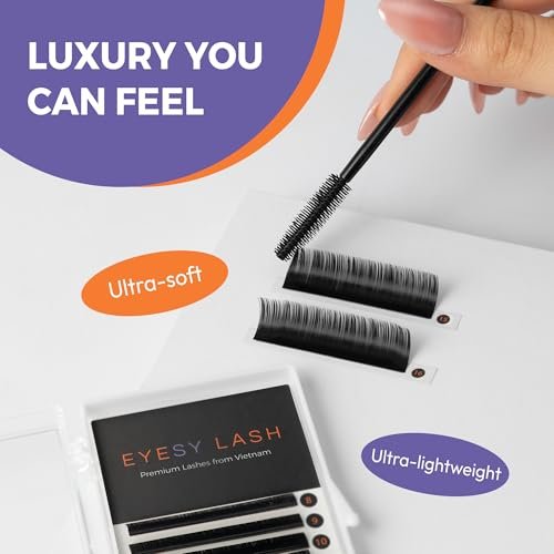 Eyesy Lash Cashmere Volume Eyelash Extensions - 0.03mm Thickness CC Curl 8-16mm Mixed Tray - Soft Matte Black Single Eyelash for Professional Salon Use - görsel 6