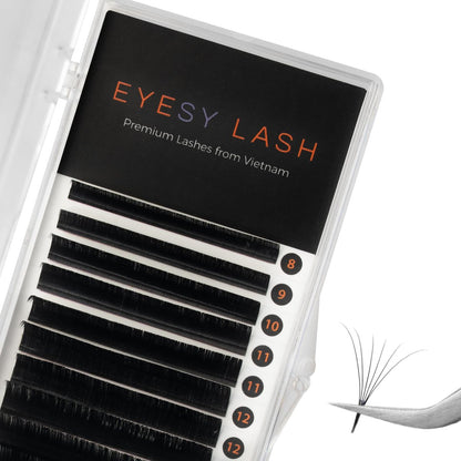 Eyesy Lash Cashmere Volume Eyelash Extensions - 0.03mm Thickness CC Curl 8-16mm Mixed Tray - Soft Matte Black Single Eyelash for Professional Salon Use