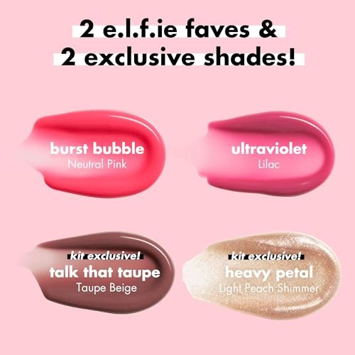 e.l.f. Glow Reviver Plumping Lip Oil Kit - 4 Nourishing Tinted Lip Oils with Jojoba Oil, High-Shine Finish, Vegan & Cruelty-Free Avelisse