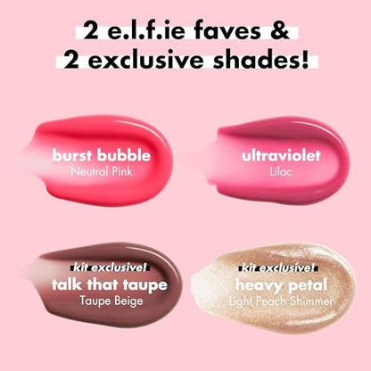 e.l.f. Glow Reviver Plumping Lip Oil Kit - 4 Nourishing Tinted Lip Oils with Jojoba Oil, High-Shine Finish, Vegan & Cruelty-Free Avelisse