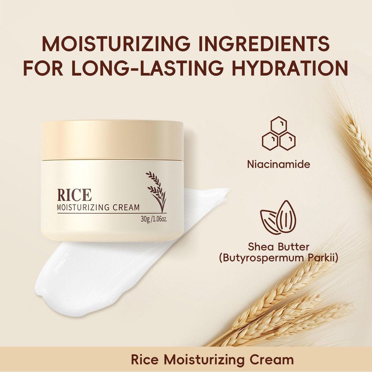 Rice Moisturizing Cream with Ceramide Extract – Lifts & Firms, Nourishes, Repairs Skin Barrier – Anti-Aging Face Cream for All Skin Types, 1.06 oz - görsel 5