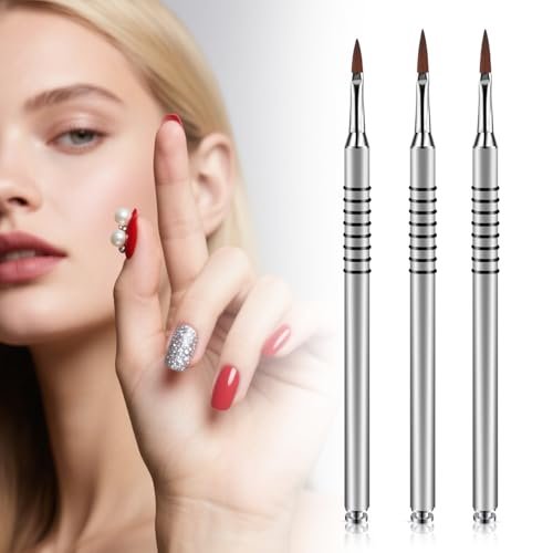 3 Pack 3D Flower Brush for Acrylic Nail Art - Kolinsky Nail Brushes #2 #4 #5 with Non-Slip Grip Handle, Silver - görsel 13