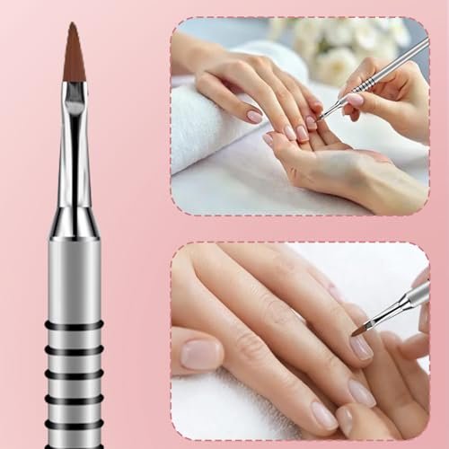 3 Pack 3D Flower Brush for Acrylic Nail Art - Kolinsky Nail Brushes #2 #4 #5 with Non-Slip Grip Handle, Silver - görsel 5