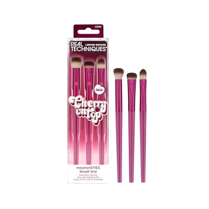 Real Techniques Cherry On Top MesmerEYES Brush Trio – Limited Edition Eyeshadow Blending Brush Set, Vegan & Cruelty-Free Synthetic Bristles Avelisse