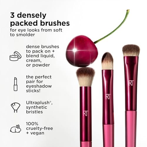 Real Techniques Cherry On Top MesmerEYES Brush Trio – Limited Edition Eyeshadow Blending Brush Set, Vegan & Cruelty-Free Synthetic Bristles Avelisse
