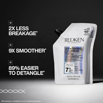 Redken Acidic Bonding Concentrate Shampoo Refill 16.9 oz – Damaged Hair Repair for All Hair Types Avelisse