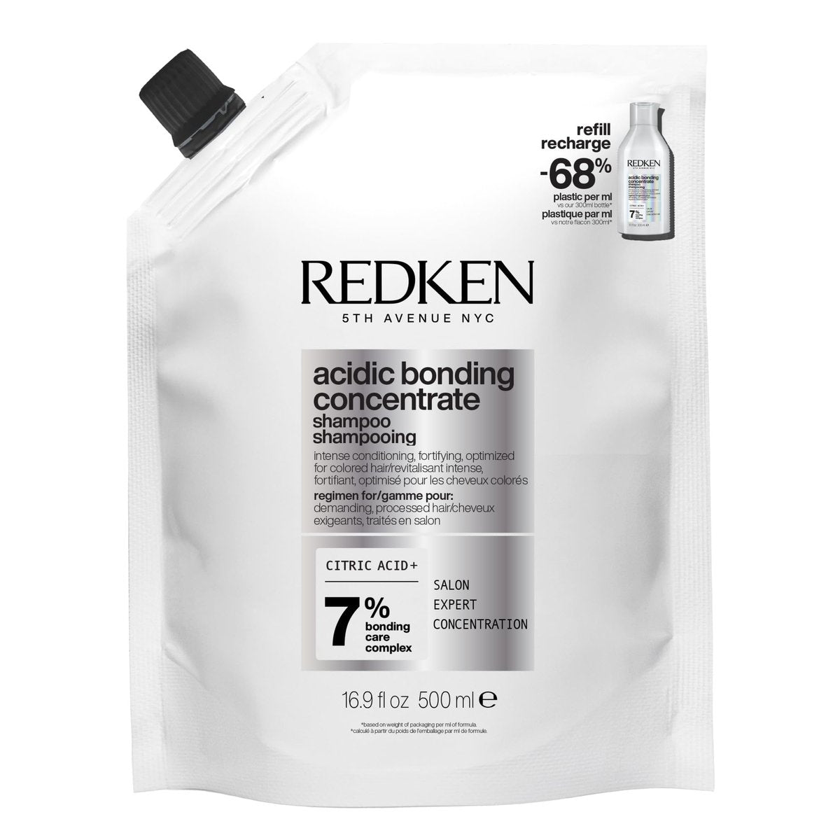 Redken Acidic Bonding Concentrate Shampoo Refill 16.9 oz – Damaged Hair Repair for All Hair Types Avelisse
