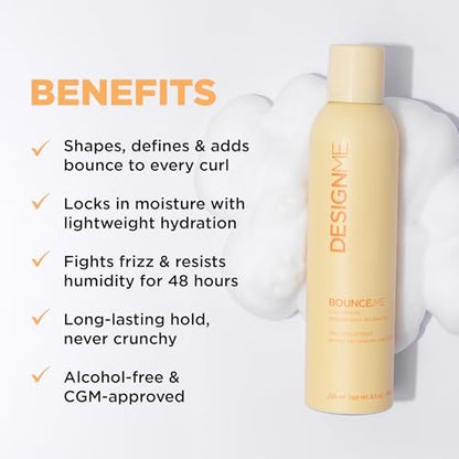 Design.Me BOUNCE.ME Curl Mousse – Lightweight Curl Defining Mousse for Wavy & Curly Hair, Frizz Control, Humidity Resistant, Alcohol-Free, CGM Approved, 8.5 Fl Oz Avelisse