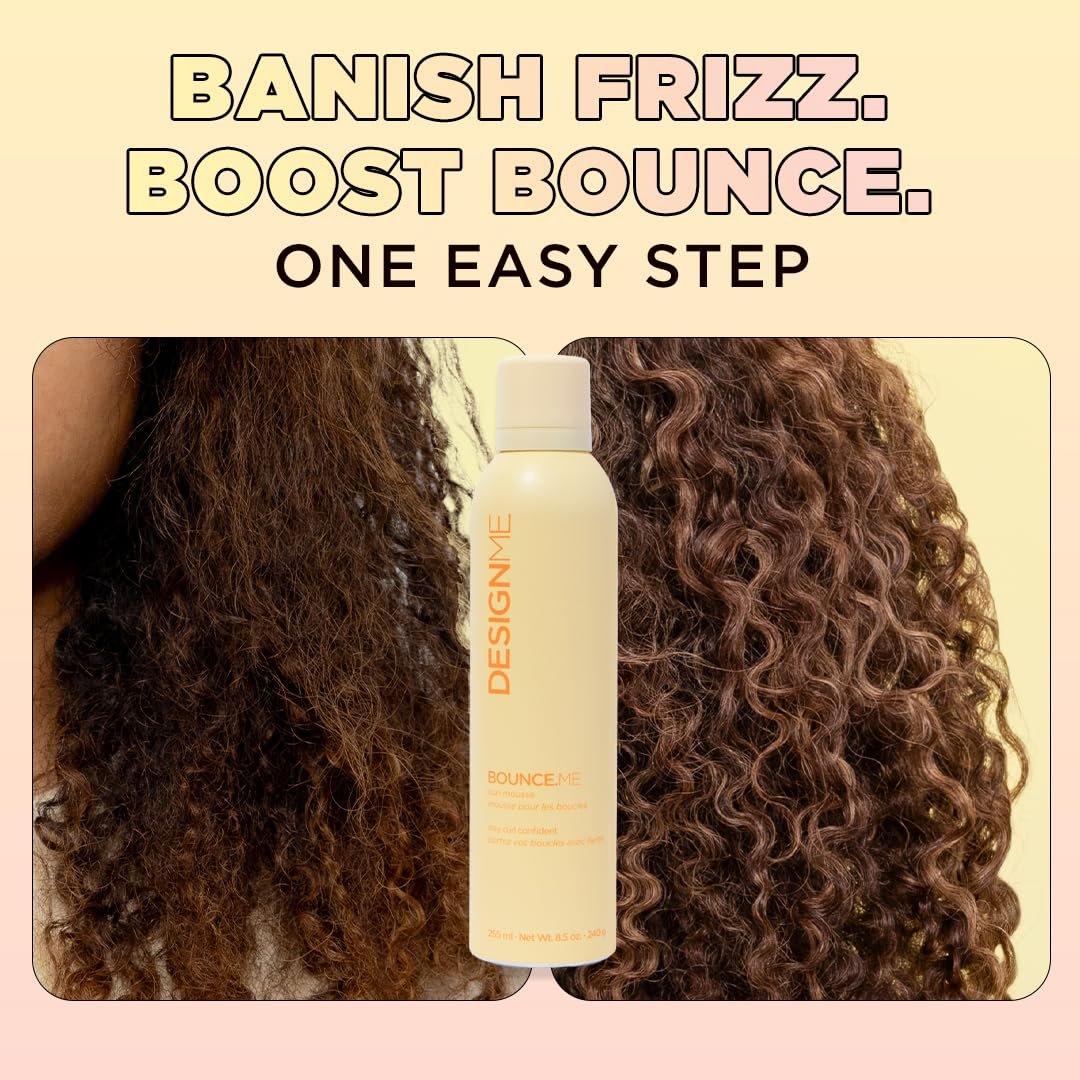 Design.Me BOUNCE.ME Curl Mousse – Lightweight Curl Defining Mousse for Wavy & Curly Hair, Frizz Control, Humidity Resistant, Alcohol-Free, CGM Approved, 8.5 Fl Oz Avelisse