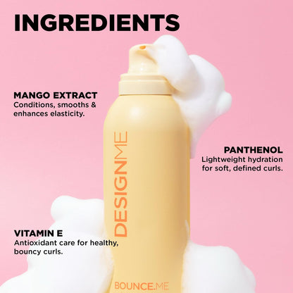 Design.Me BOUNCE.ME Curl Mousse – Lightweight Curl Defining Mousse for Wavy & Curly Hair, Frizz Control, Humidity Resistant, Alcohol-Free, CGM Approved, 8.5 Fl Oz Avelisse