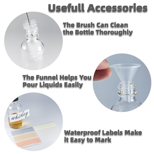 Mini Glass Bottles 2oz with Caps (6 Pack) - Leak Proof Small Shot Bottles for Essential Oils, Travel, Wellness Shots, Liquids (60mL Clear Reusable) - görsel 12