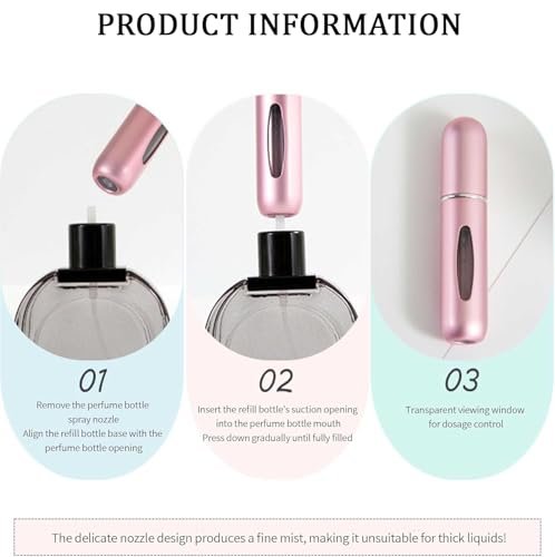 4-Pack Refillable Perfume Travel Bottles - 5ml Aluminum Atomizer Sprayers for Essential Oils, Pocket-Sized for Men & Women (Black, Pink, Blue, Silver) - görsel 8