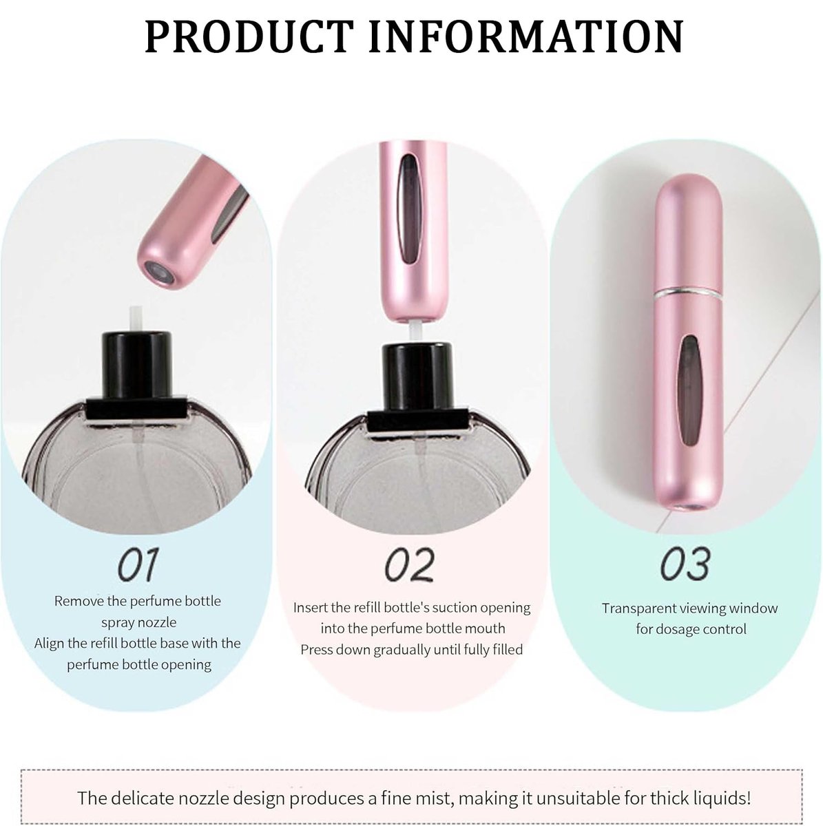 4-Pack Refillable Perfume Travel Bottles - 5ml Aluminum Atomizer Sprayers for Essential Oils, Pocket-Sized for Men & Women (Black, Pink, Blue, Silver) - görsel 7