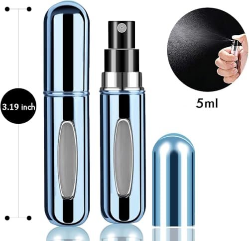 4-Pack Refillable Perfume Travel Bottles - 5ml Aluminum Atomizer Sprayers for Essential Oils, Pocket-Sized for Men & Women (Black, Pink, Blue, Silver) - görsel 4