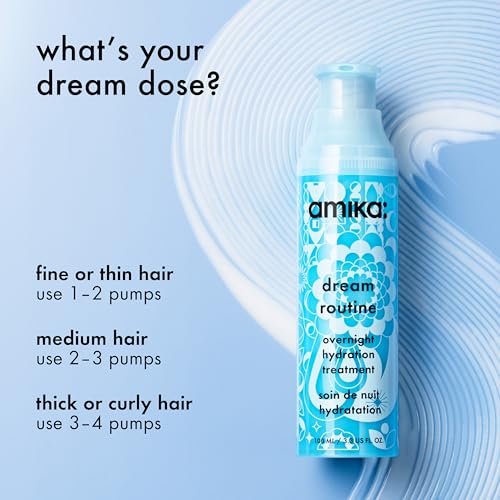 Amika Dream Routine Overnight Hydrating Hair Mask | No Rinse Leave-In Treatment for Dry Hair with Hyaluronic Acid Avelisse