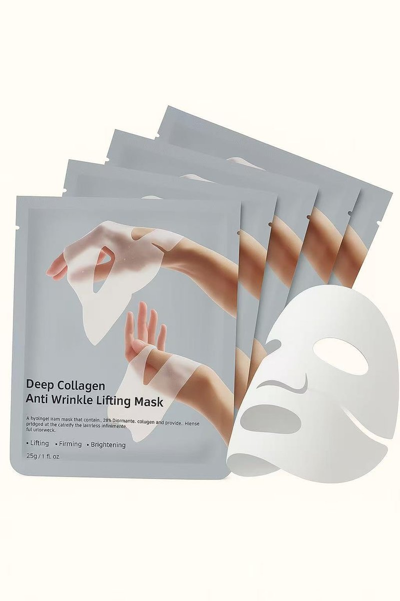 Loseedsoo Deep Collagen Anti Wrinkle Lifting Face Mask – 5 Pack, 28g Each – Firming, Brightening, Hydrating Sheet Mask with 83% Low Molecular Collagen for Anti-Aging and Skin Tightening - görsel 1