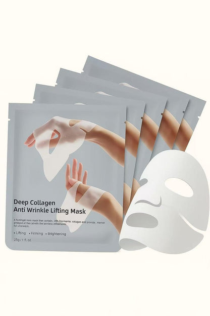 Loseedsoo Deep Collagen Anti Wrinkle Lifting Face Mask – 5 Pack, 28g Each – Firming, Brightening, Hydrating Sheet Mask with 83% Low Molecular Collagen for Anti-Aging and Skin Tightening