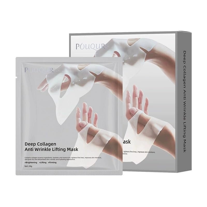 Loseedsoo Deep Collagen Anti Wrinkle Lifting Face Mask – 5 Pack, 28g Each – Firming, Brightening, Hydrating Sheet Mask with 83% Low Molecular Collagen for Anti-Aging and Skin Tightening - görsel 3