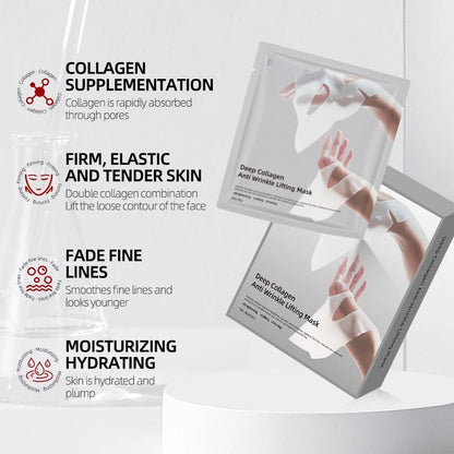 Loseedsoo Deep Collagen Anti Wrinkle Lifting Face Mask – 5 Pack, 28g Each – Firming, Brightening, Hydrating Sheet Mask with 83% Low Molecular Collagen for Anti-Aging and Skin Tightening