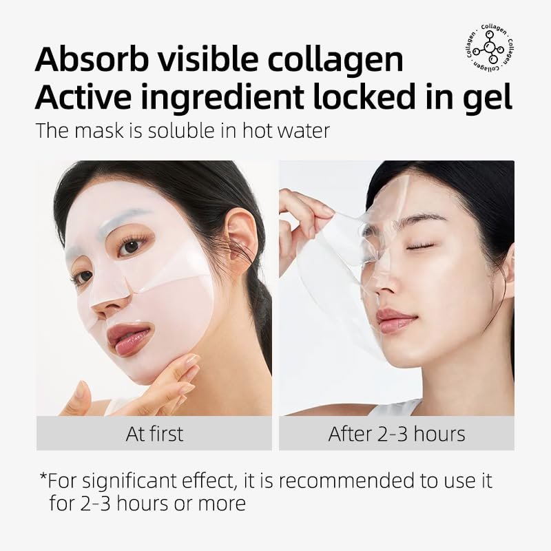 Loseedsoo Deep Collagen Anti Wrinkle Lifting Face Mask – 5 Pack, 28g Each – Firming, Brightening, Hydrating Sheet Mask with 83% Low Molecular Collagen for Anti-Aging and Skin Tightening - görsel 4