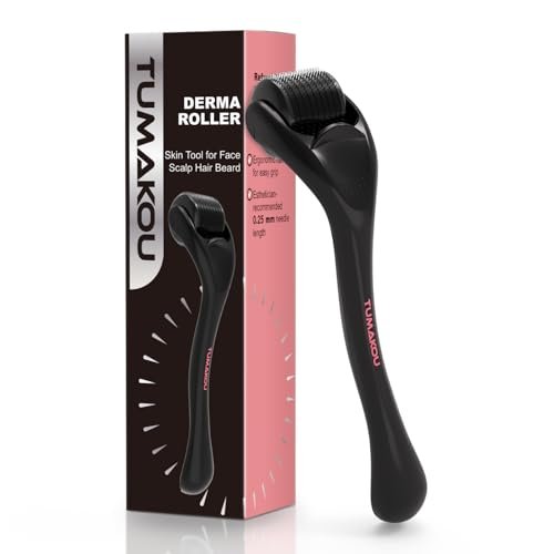 TUMAKOU Derma Roller for Face, Scalp, and Beard - Microneedling Roller for Hair Growth & Skin Rejuvenation (Black) - görsel 2