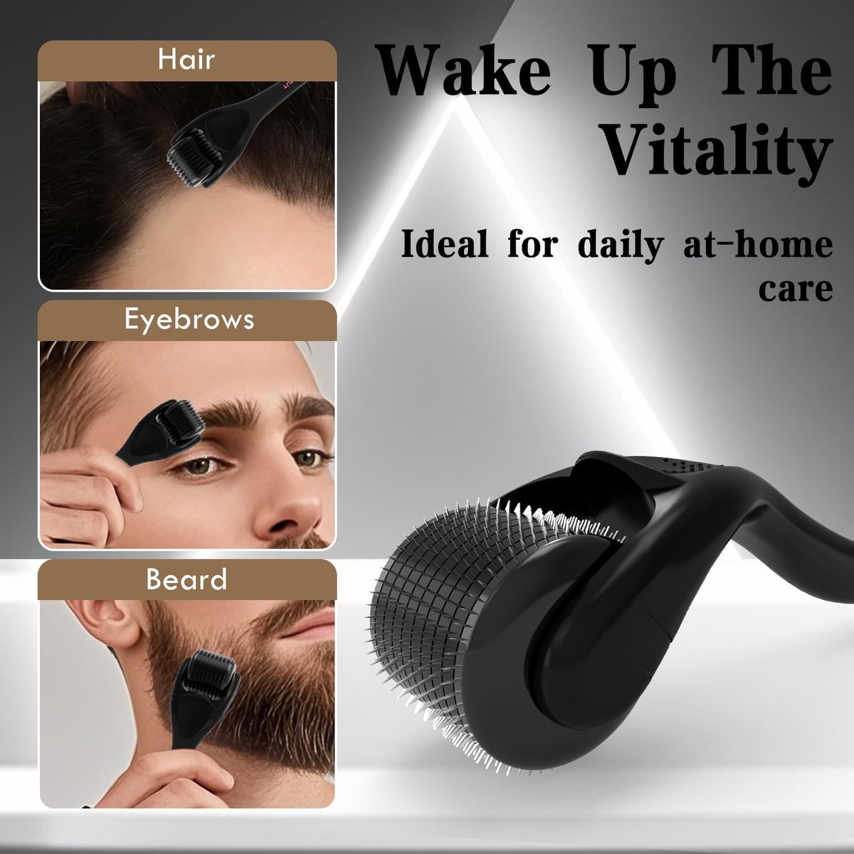 TUMAKOU Derma Roller for Face, Scalp, and Beard - Microneedling Roller for Hair Growth & Skin Rejuvenation (Black) - görsel 9