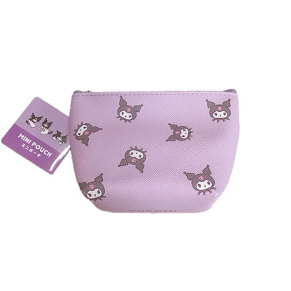 Daiso Kuromi Face Boat Type Cosmetics Pouch – Kawaii Small Makeup Bag (Violet)