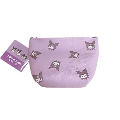 Daiso Kuromi Face Boat Type Cosmetics Pouch – Kawaii Small Makeup Bag (Violet)