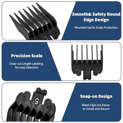 Runhike Durable Clipper Guards Compatible with Novah – 10-Pack Black Trimmer & Hair Clipper Guide Combs