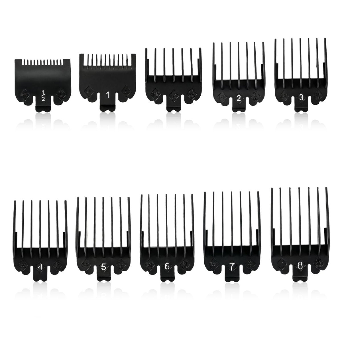 Runhike Durable Clipper Guards Compatible with Novah – 10-Pack Black Trimmer & Hair Clipper Guide Combs - görsel 1