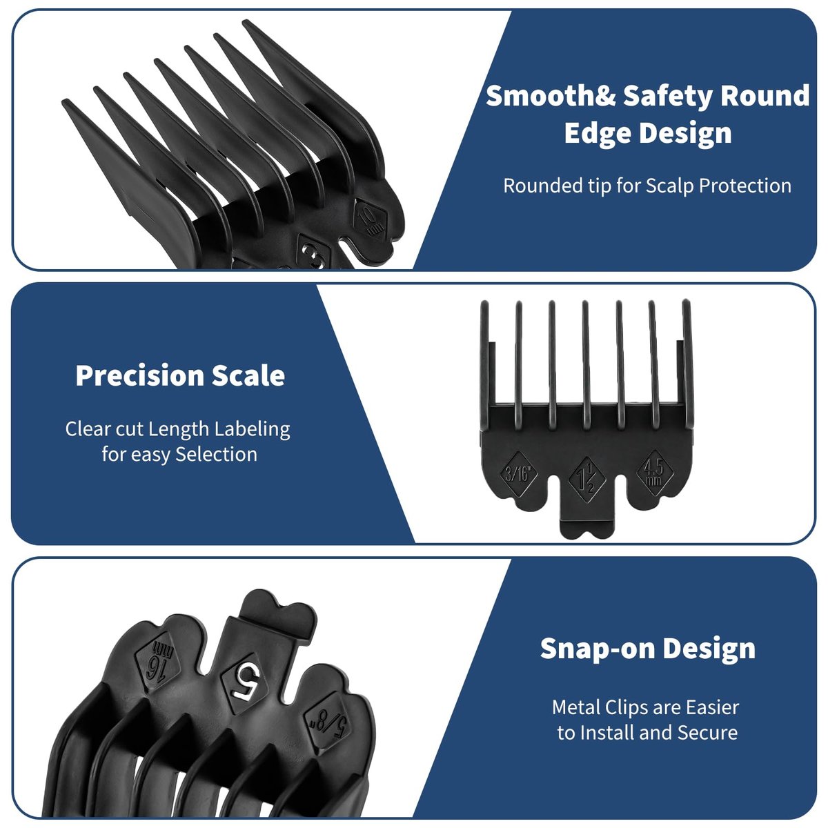 Runhike Durable Clipper Guards Compatible with Novah – 10-Pack Black Trimmer & Hair Clipper Guide Combs - görsel 13