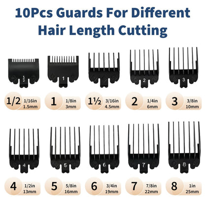 Runhike Durable Clipper Guards Compatible with Novah – 10-Pack Black Trimmer & Hair Clipper Guide Combs