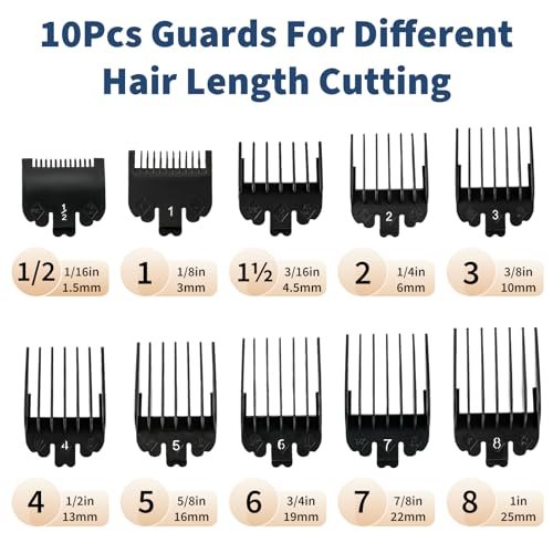 Runhike Durable Clipper Guards Compatible with Novah – 10-Pack Black Trimmer & Hair Clipper Guide Combs - görsel 4