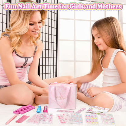 144 Pcs Press on Nails for Kids - Cute Fake Nails with Glue Kit, Jelly Adhesive & Acrylic Tips, Gift Set for Girls 8-12 Avelisse