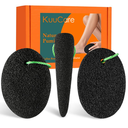 KuuCare Natural Pumice Stone for Feet, 3 Pack - Earth Lava Foot Callus Remover & Pedicure Exfoliator for Heels, Soles, and Toe Gaps - Foot Scrubber for Dry & Dead Skin Avelisse
